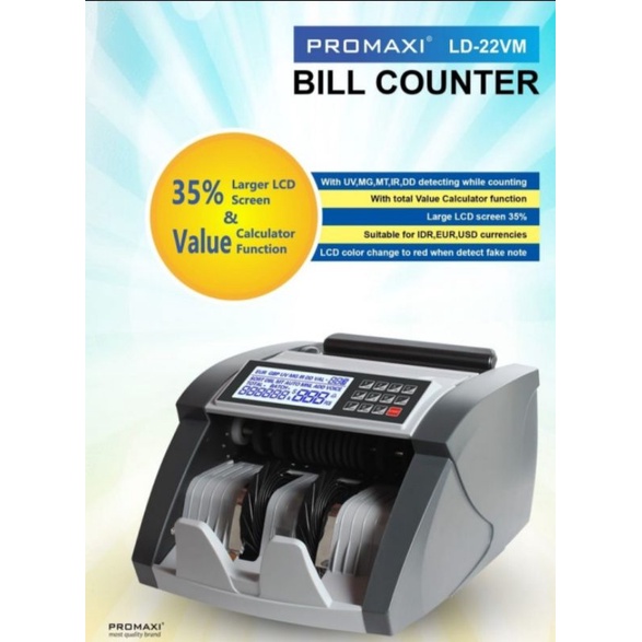 PROMAXI LD-22VM &amp; Ext Display - Money Counter Detector Mesin Hitung Uang LD22VM