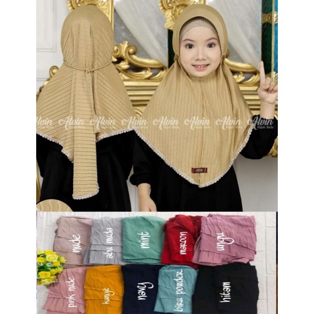 New model Bergo plisket cringkle tali tambang lonceng