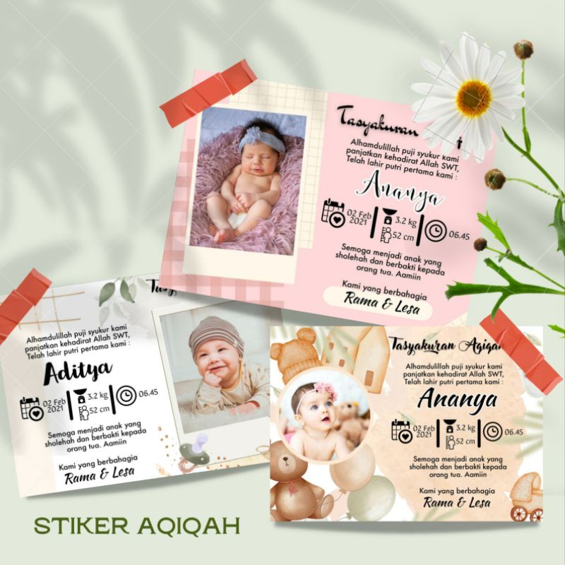 

( KIRIM H+1 ) Stiker GLOSSY Murah/ Stiker AQIQAH/ Stiker Nasi Kotak / Stiker Tasyakuran Kelahiran / Stiker Tedhak Siten / Free Desain