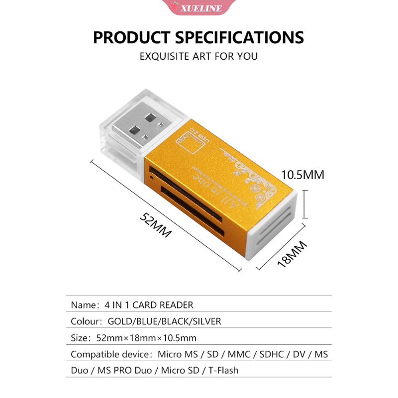 Card Reader USB 2.0 All in 1 Untuk Micro SD SDHC TF Mini SD Card Reader