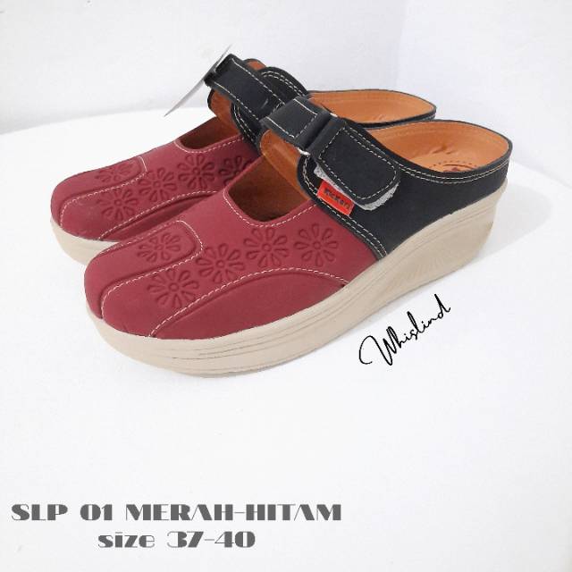 SEPATU WEDGES SLOP KICKERS BAHAN KULIT SINTESIS | TINGGI 5 CM KODE SLP01