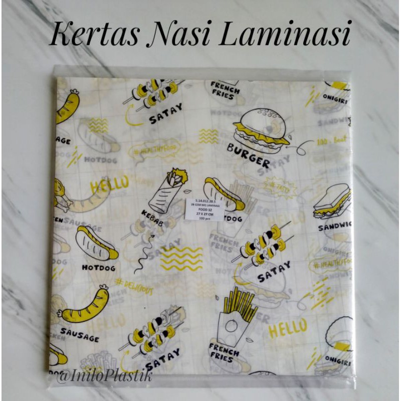 

iDk90 Kertas Nasi Laminasi 27 x 27 cm Motif Printing Anti Lengket