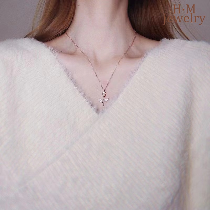 Kalung Rantai Dengan Liontin Bunga Mawar Retro Untuk Wanita 2022