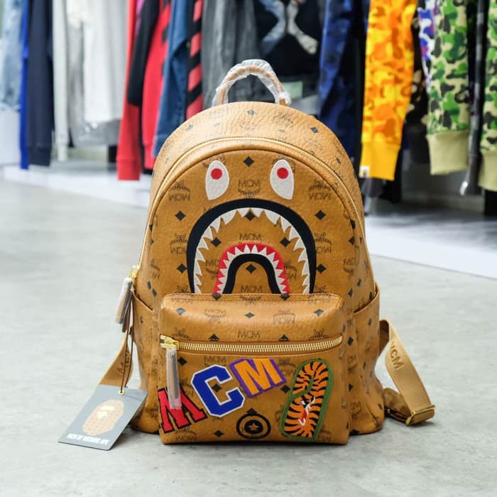 M C M x B*pe Tiger Patch Backpack 100% Authentic