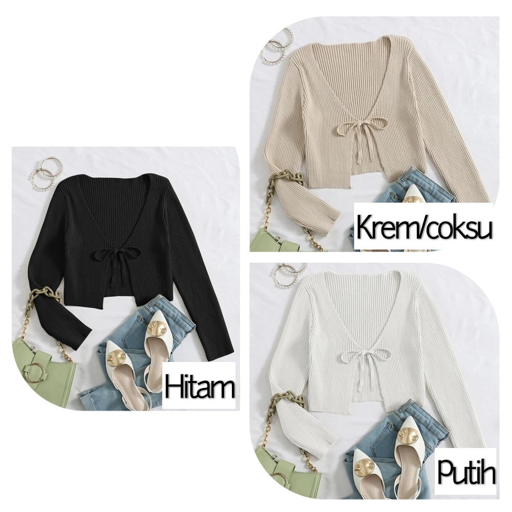 RAJUT TALI DEPAN CARDIGAN / CROP CARDI TALI DEPAN