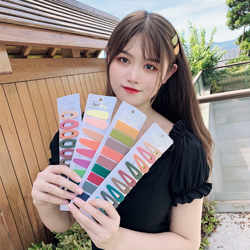 [Ready Stock] 10 Pcs/Set Women Korean INS Style Acrylic Simple BB Hair Clip Girls One Word Cute Bangs Folder Macaron Candy Colors Back Of Head Hairpin