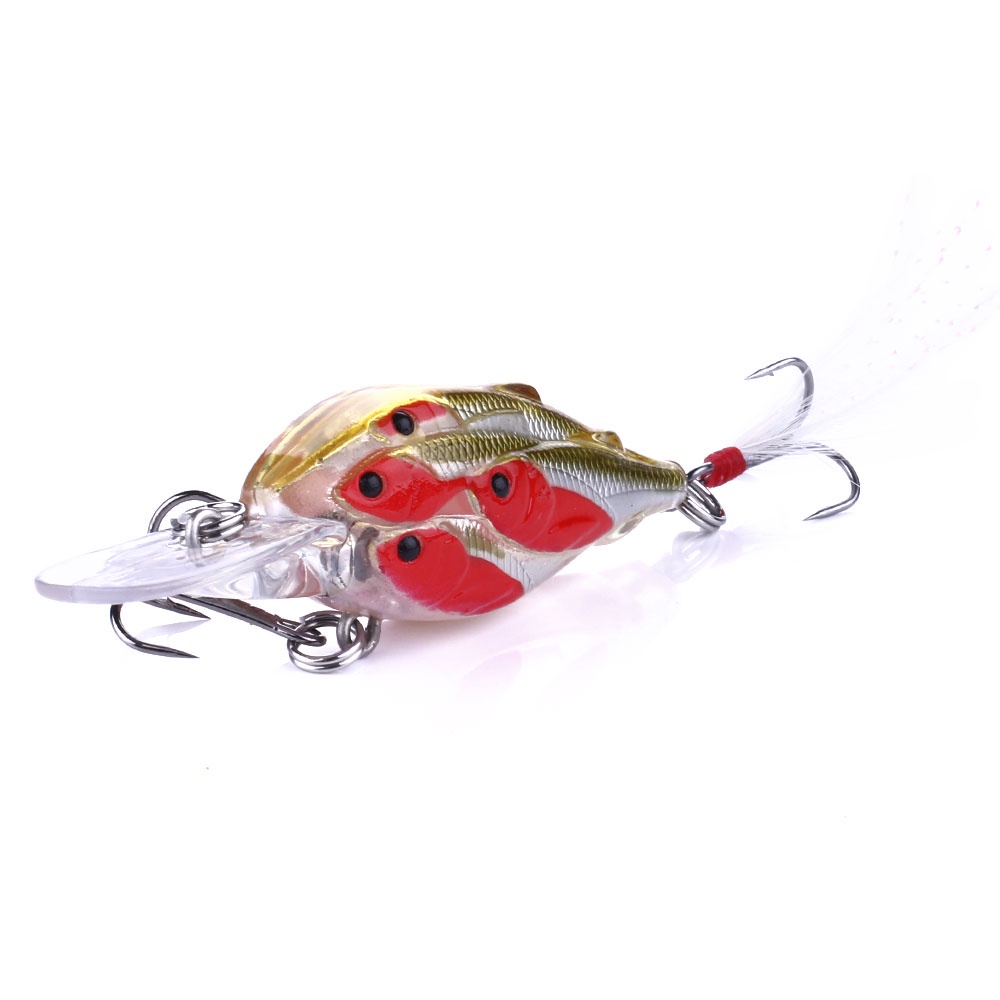 HENGJIA 1Pcs Fishing Lure Bionic Mini Minnow Bait 6.5CM 6G 3D Eyes Artificial Hard Bait Wobblers Crankbait Feather Hooks Group Fish Fishing Tackle