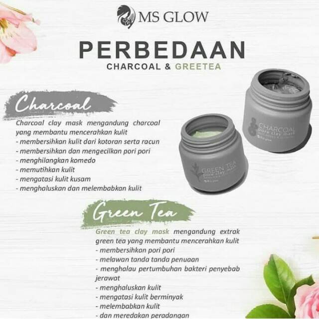 CLAY MASK CHARCOAL MS GLOW/CLAY MASK GREENTEA MS GLOW [FREE KUAS] MS GLOW