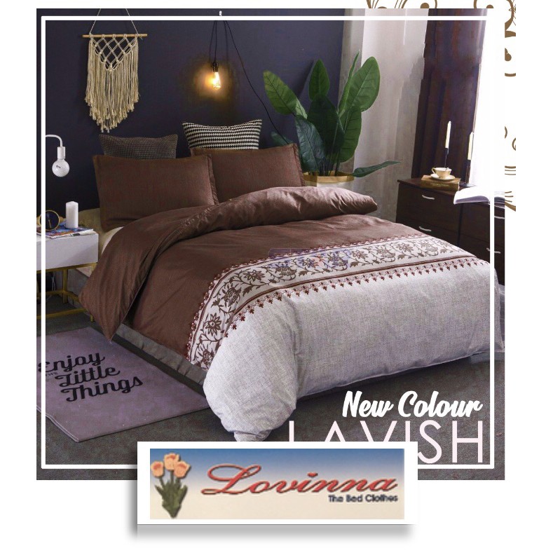 Bedcover seprai motif daun Katun Premium by Lovina kualitas premium 90% cotton