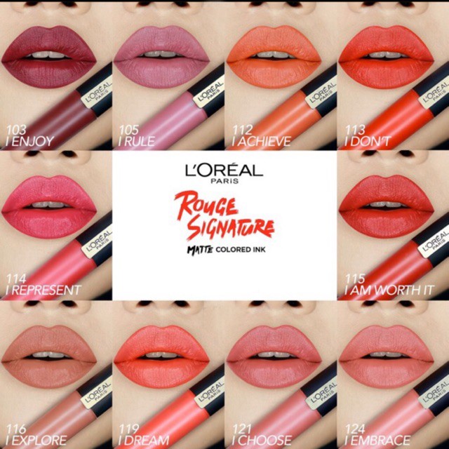 L'Oreal Loreal Liquid Lipstik Matte Rouge Signature Lip Cream