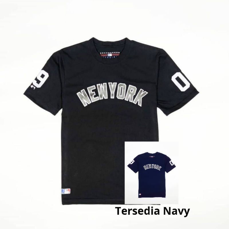 Kaos MLB New Era New York Yankees 1903 Wordmark Original Pria Wanita Tshirt Black Hitam Navy