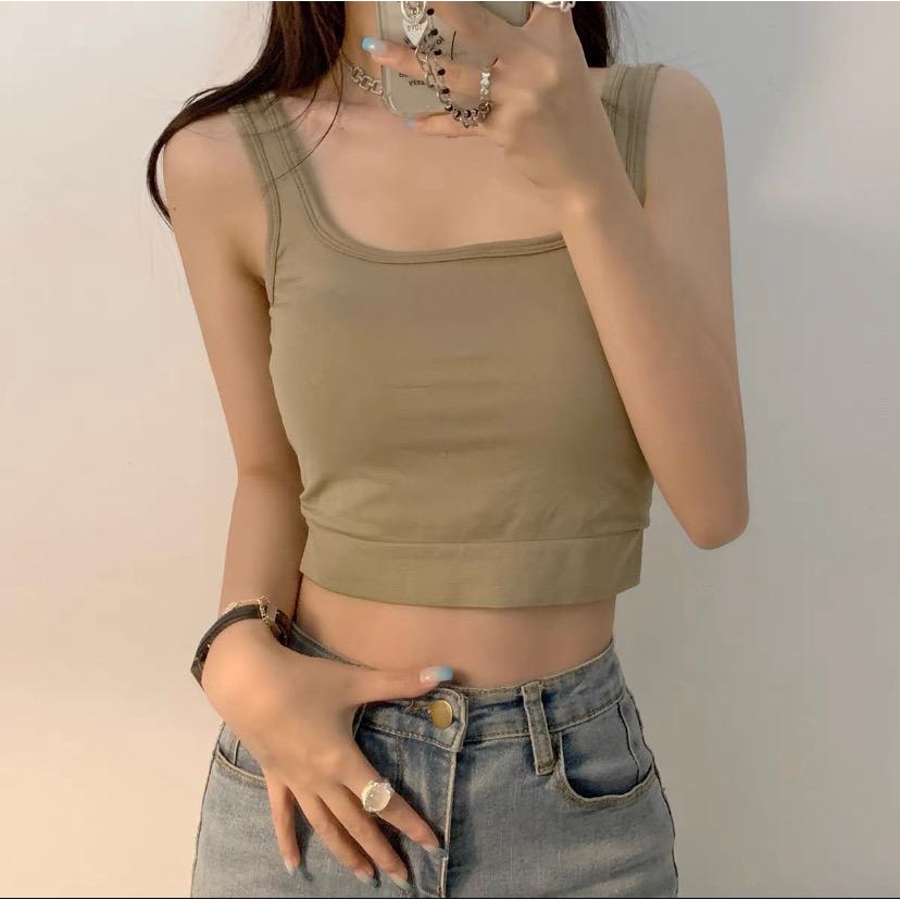 [ LINGERIE MASTER ] - (B-46) Crop Tank Top Bra Atasan Wanita / Tanktop Basic Elastis Bahan Premium Busa-8