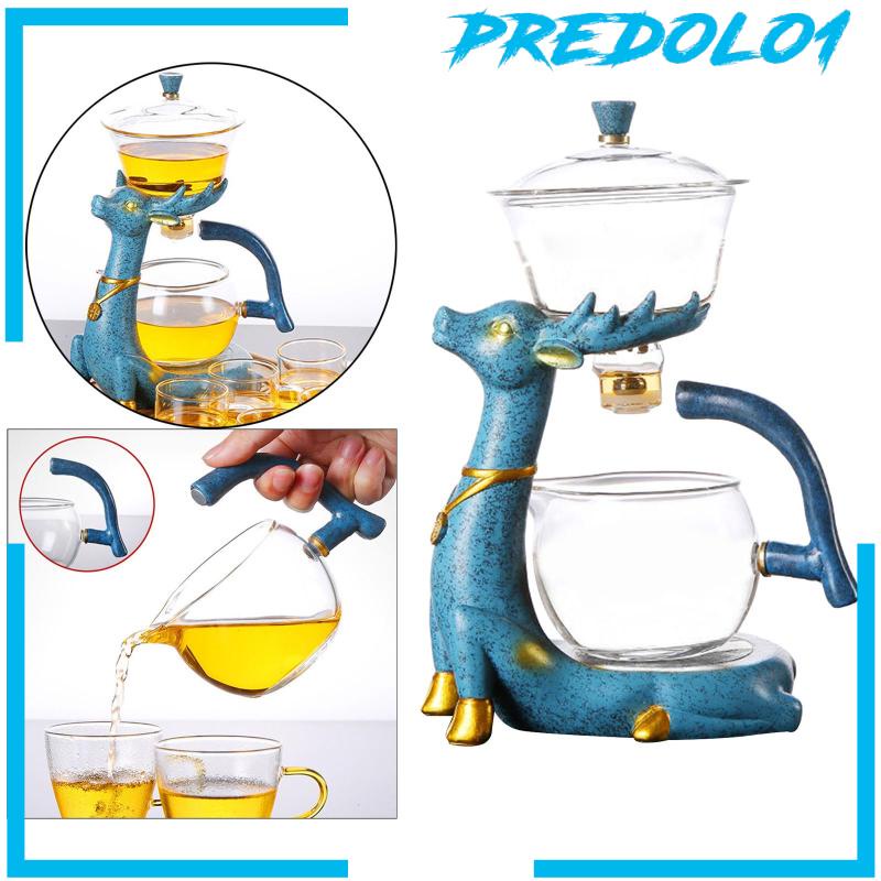 [PREDOLO1] Glass Automatic Lazy Tea Set Magnetic Rotating Bowl Teapot for Home