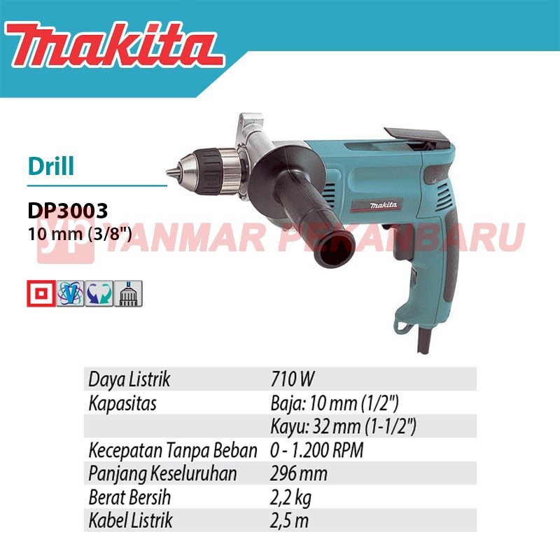 RUGGED BODY DRILL / MESIN BOR TEMBOK 10 MM (3/8") DP 3003 MAKITA