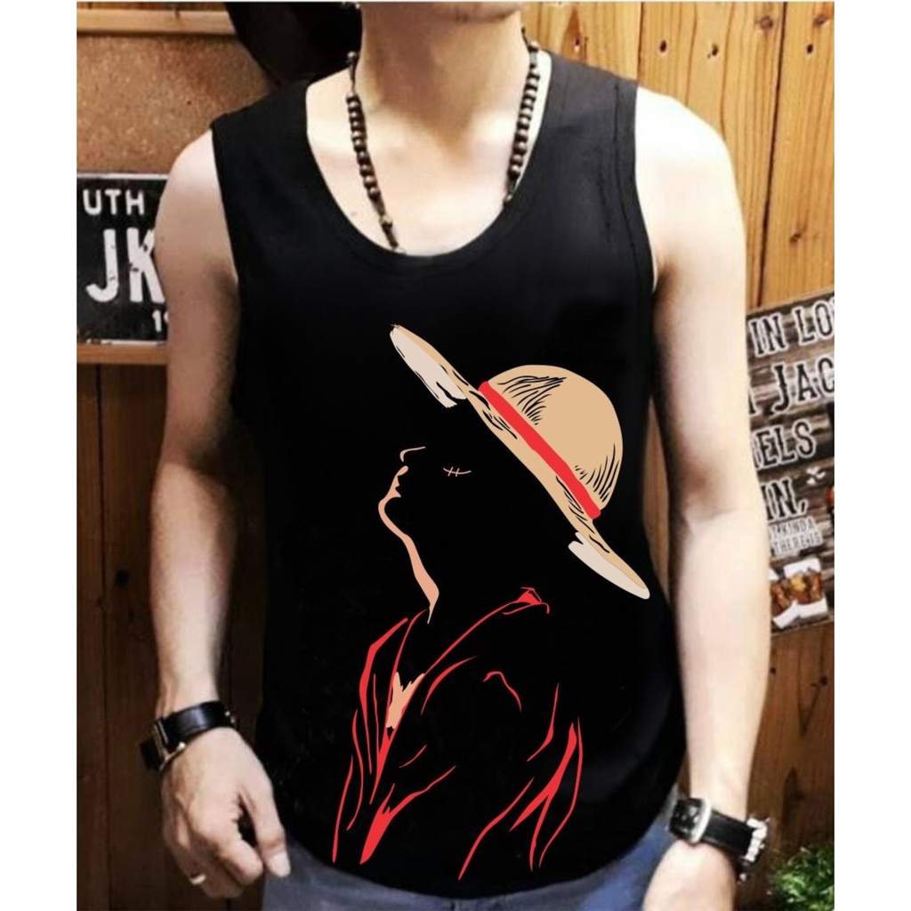 KAOS HITAM SINGLET HITAM ANIME ONE PIECE BAJU KAOS DISTRO COWO MURAH  LEKBONG PRIA