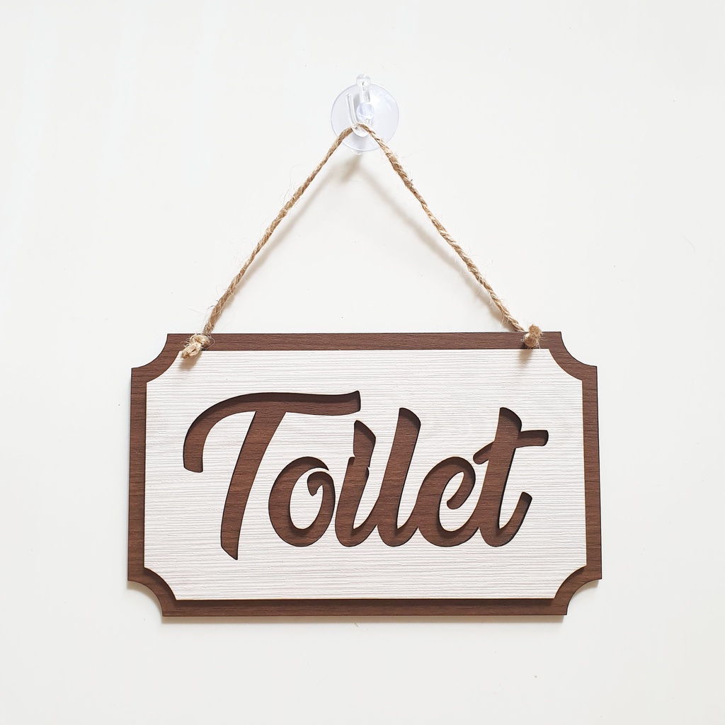 SIGN TOILET KOTAK - Nail Your Art - Signage Penanda Toilet dengan Tali dan Kop Kaca