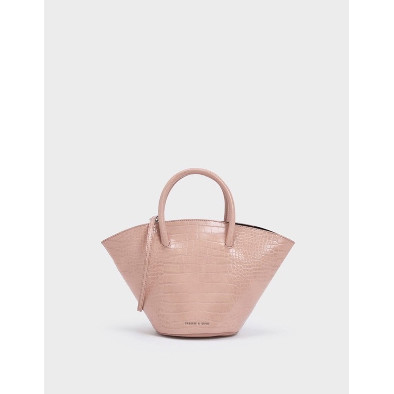 Charles and Keith Pink Croco Pattern