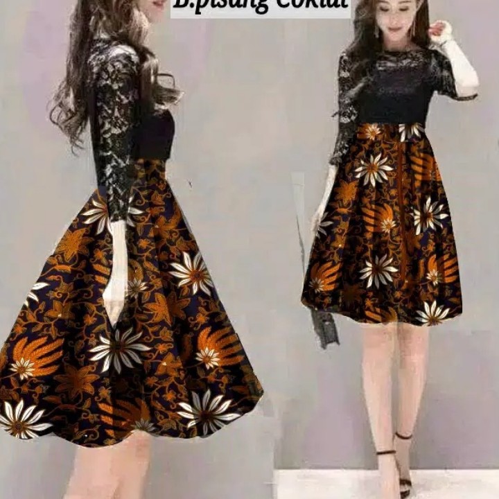 *[RXFK] Dress Batik / Dress Batik Murah / Dress Wanita / Dress Motif Batik Terbaru Lengan Panjang