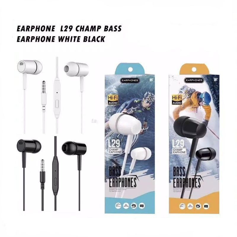Headset hf JBL L29 colokan 3.5 universal extra bass pack import Mic Earphone L29 Stereo Bass