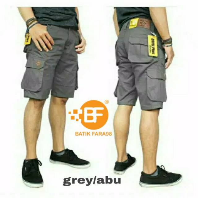 CELANA CARGO PENDEK SIZE 27-38 HITAM MOCA GREY CREAM