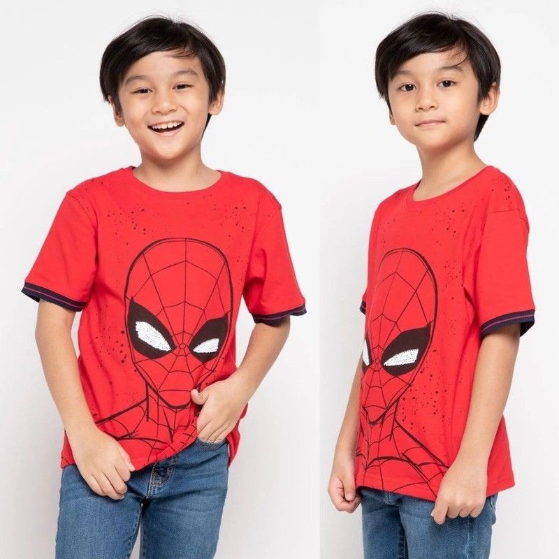 Kaos Anak Laki Nevada Marvel Spiderman Flip Sequins Size 2-3y / Kado Baju Rumah Katun Ori Batman Sup