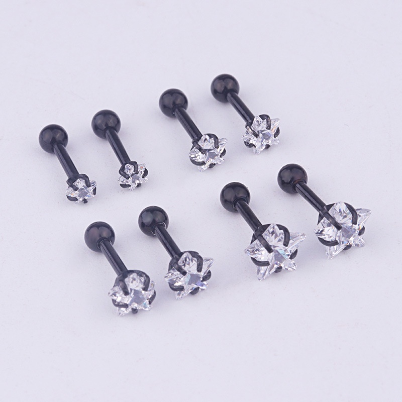 1 Pcs European American Style Prevent Allergy Stainless Steel Star Shape Women Earring