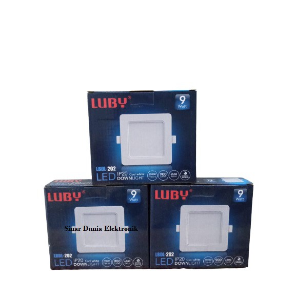 LUBY LED DOWNLIGHT 9WATT 9W LBDL-201 PUTIH KOTAK