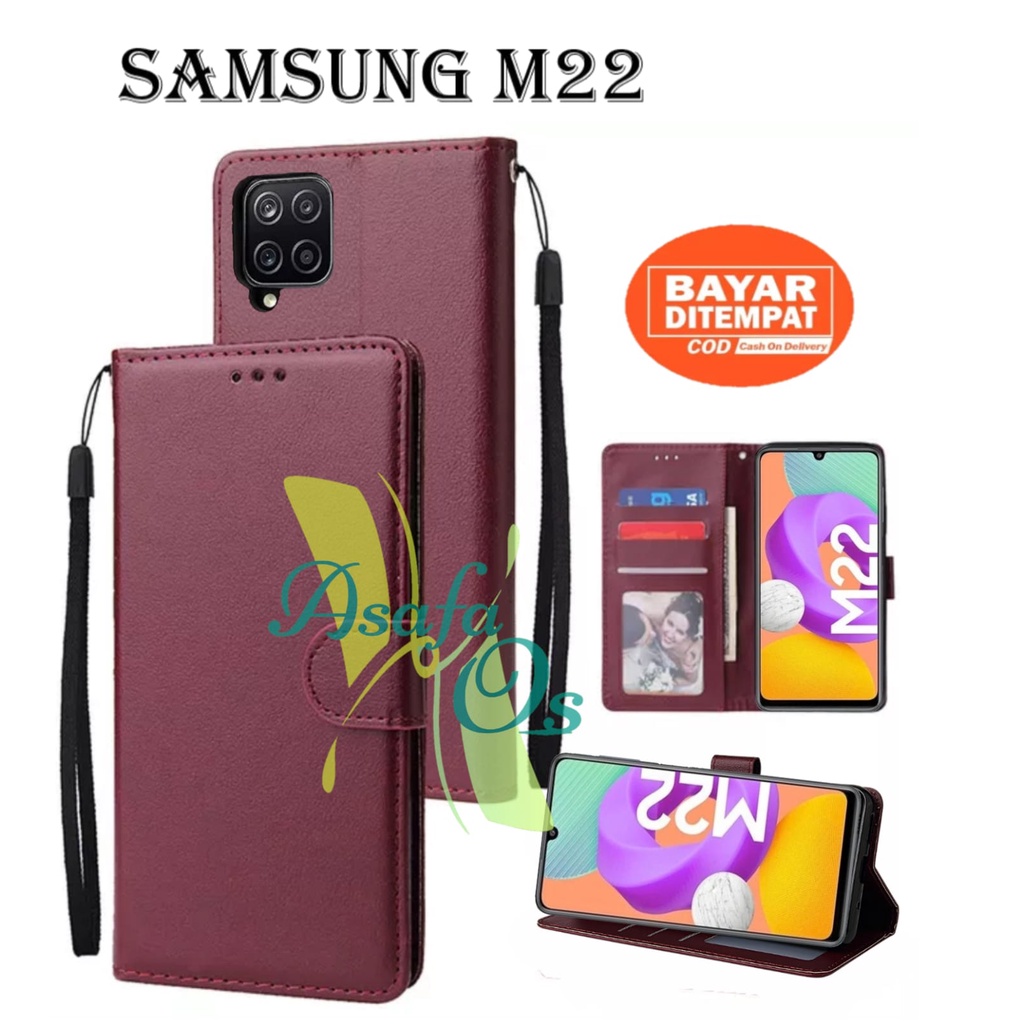 CASE FLIP CASE KULIT FOR - SAMSUNG M22 - CASING DOMPET-FLIP COVER LEATHER-SARUNG HP