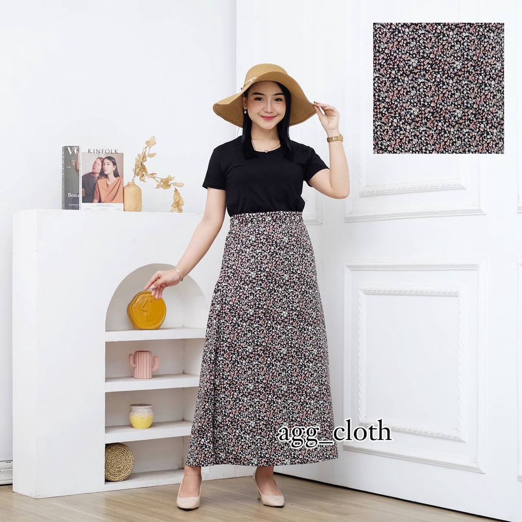 Floral Skirt / A-line skirt/ Korean style/ Rok midi Rok bunga / KOREAN STYLE