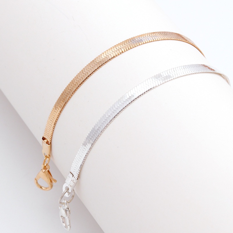 [ Women Gold Slive  Stainless Steel Snake Chain Bracelet Gifts Jewellery for Girls ]