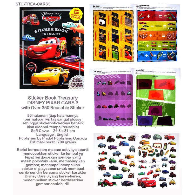 Buku Anak Sticker Book Treasury Disney Pixar Cars 3 Shopee Indonesia