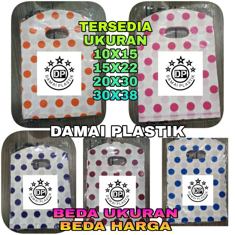 Kantong Plastik Pond Oval Motif Polkadot Shoping bag 10x15