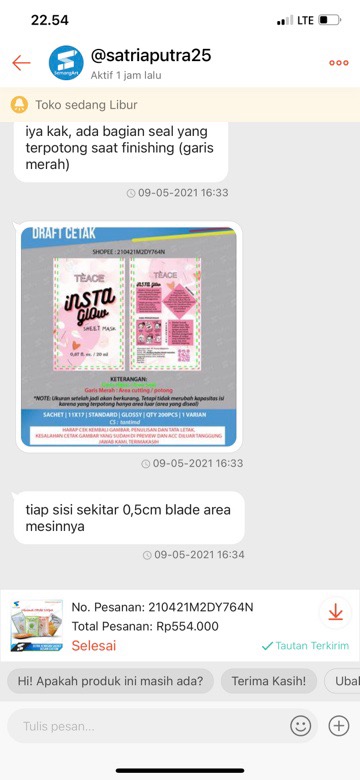 Cetak Kemasan Sachet Masker / Bungkus Makanan Desain Custom