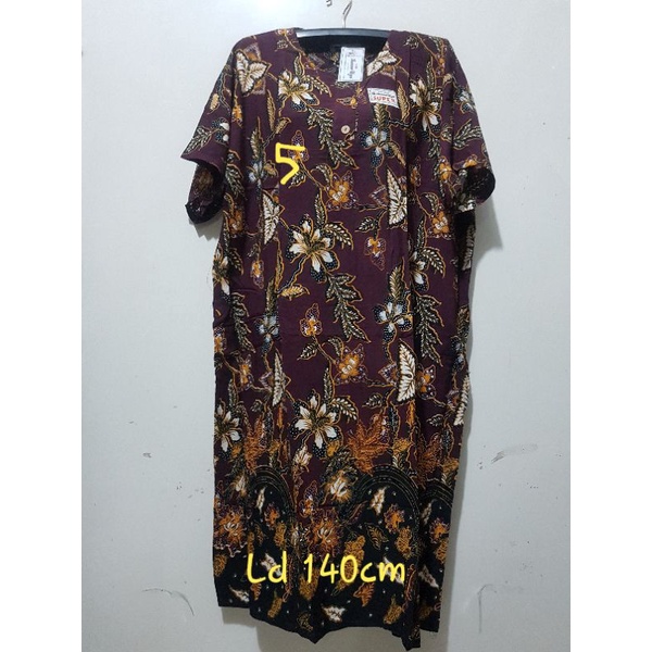 YULI - Daster kencana ungu  L5 JUMBO LD 135-150 CM PB 107 CM BATIK KU LEBEL PUTIH(KUP)-no 5