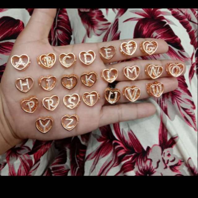 Huruf xuping love , liontin huruf , liontin gelang