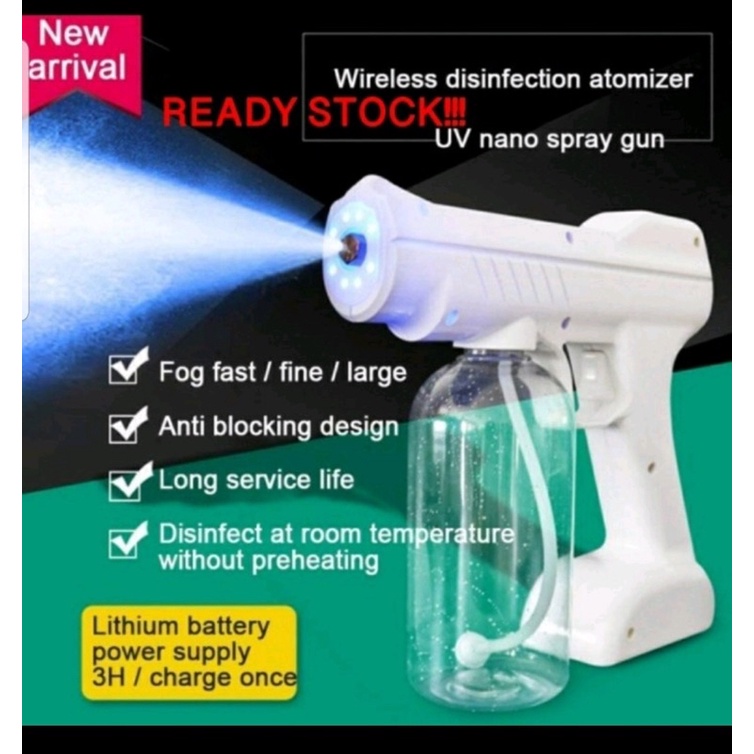 NANO SPRAY GUN DISINFEKTAN WIRELES PROTABLE 800ML UV-ALKOHOL SEMPROTAN