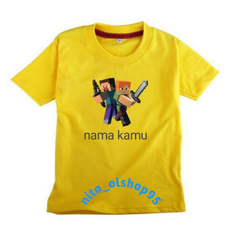 baju anak minecraft bisa pake nama / kaos anak promo