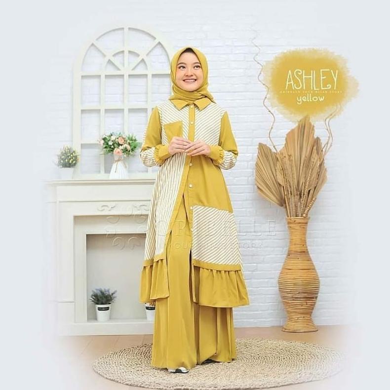 Ashley Kids Baju Muslim Anak Gamis Anak Perempuan Usia7-13Th Baju Muslim Tanggung