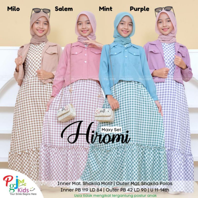 Hiromi Ventela gamis set setrok setelan rok tutu anak perempuan remaja usia 12-14 tahun pb 119cm. in