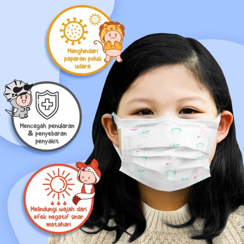 Bagus Pipi Kids Surgical Mask Earloop 3 Ply Masker Medis Anak - 5 Pcs