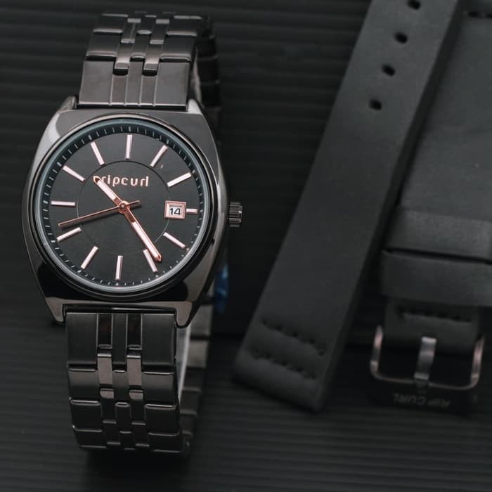 Grosir Jam Tangan Wanita / Cewek Ripcurl Paket Rantai Black Army