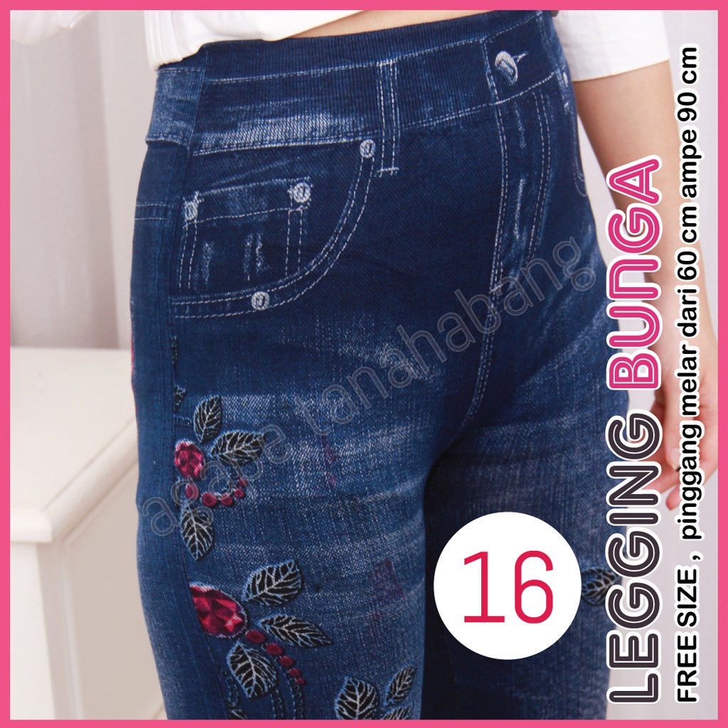 legging Jeans Bunga #16 / Legging Bunga Wanita