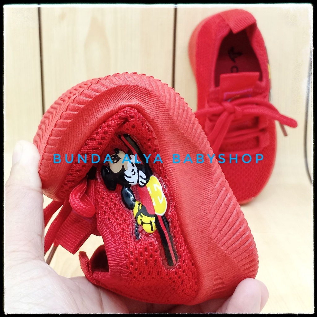 Sepatu Anak IMPORT Umur 2 3 4 Tahun MERAH Elastis Sepatu Anak Cowok Size 22 - 26 Kartun Lucu Alas Karet Anti Licin