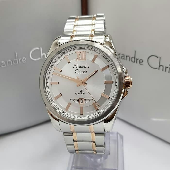 JAM TANGAN PRIA ASLI  ALEXANDRE CHRISTIE AC 8473 PRIA SILVER COMBI ORIGINAL  I TERLARIS I TERMURAH