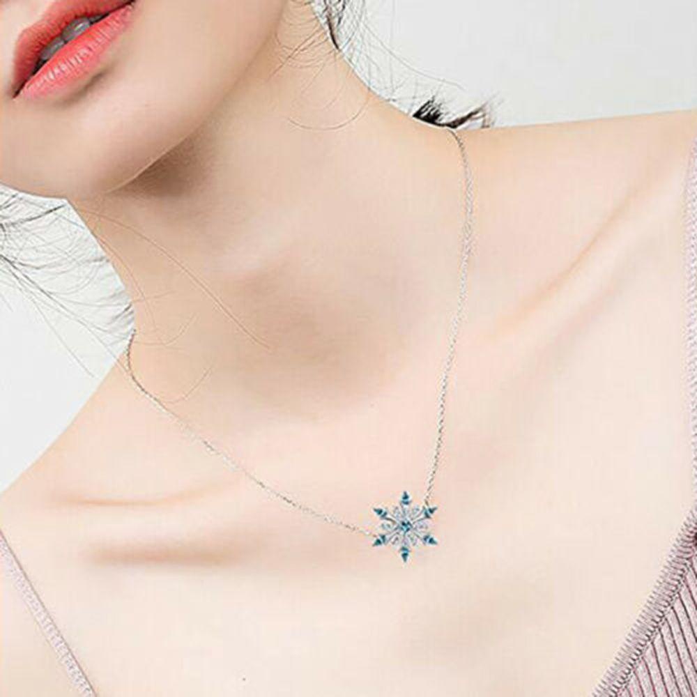 Lily Frozen Snowflake Kalung Gadis Wanita Pesta Pernikahan Berlapis Perak