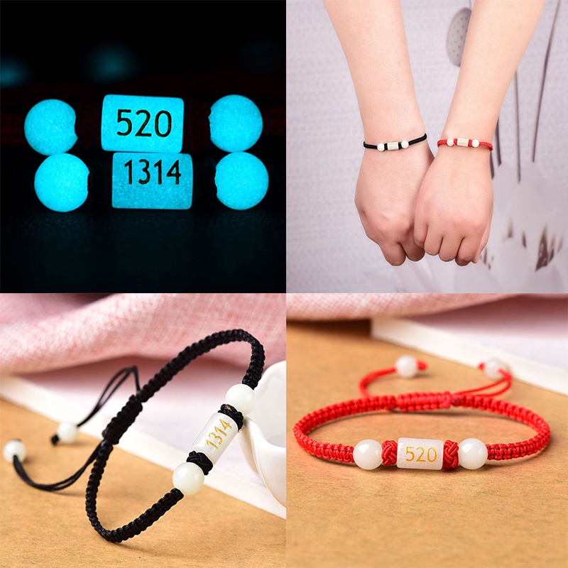 1pc Gelang Tali Kepang Hias Batu luminous 1314 520 Untuk Pria Dan Wanita