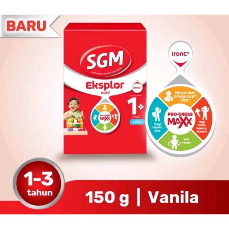 SGM EKSPLOR AKTIF 1 PLUS 150gr (1-3tahun) MADU &amp; VANILA