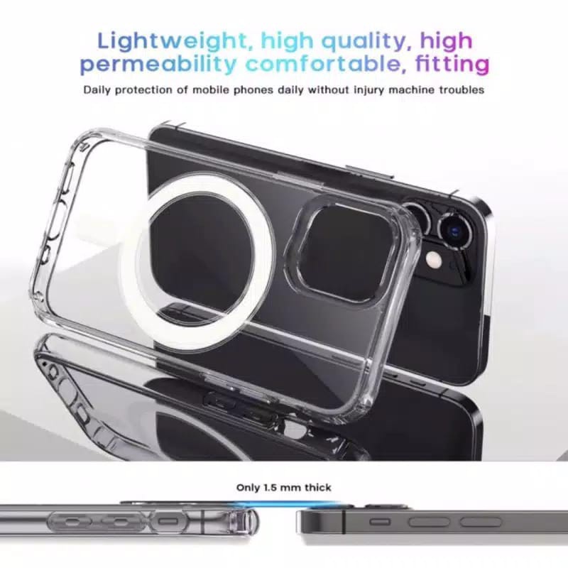 Clear Case Magsafe Iphone 12/ Pro 6.1 | Iphone 12 Mini 5.4 | Iphone 12 Pro Max 6.7 | Iphone 13 Mini | Iphone 13 | Iphone 13 Pro 6.1 | Iphone 13 Pro Max 6.7 Case Hp Softcase Magnetic Charger Wireless