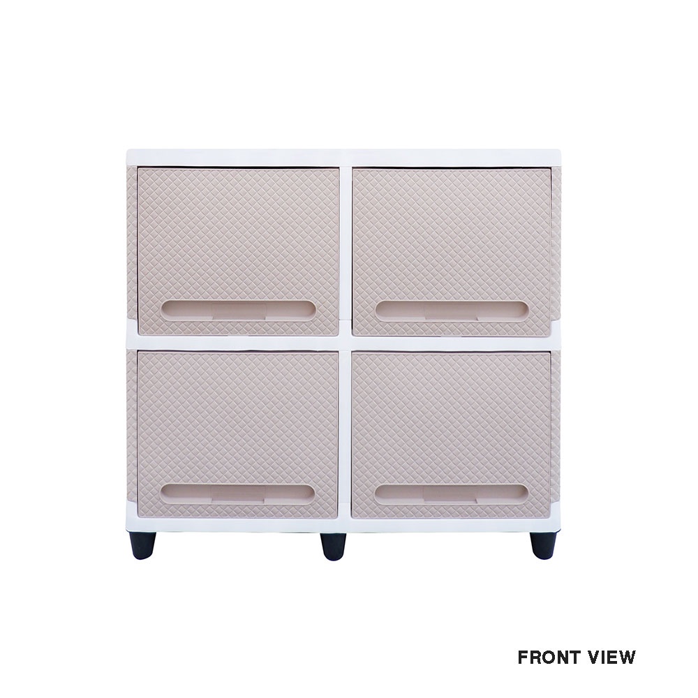 LEMARI PLASTIK DOUBLE CLUB FLIP 4 PINTU RAK SERBAGUNA MEJA TV KECIL RAK BUKU KusumaStore