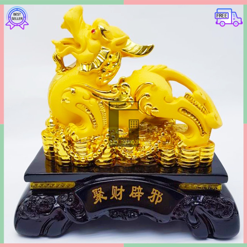 Hiasan Pajangan Patung Hadiah Kado Imlek Singa Langit Sky Kembar Samsi Batu Chi Qi Lin Cillin Chilin Cilin Kilin Qillin Hoki Lucky Luck Fengshui Penjaga Rumah Pembawa Rejeki 1 Pasang Sepasang Set Ukuran Size Small Kecil Medium Sedang Besar Buddha Budha